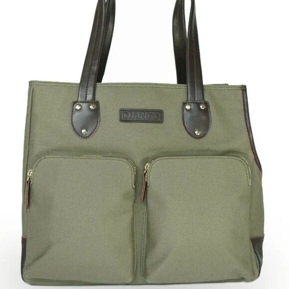 Lux Dog Carrier/Purse - Olive Green Canvas with Brown Leather - Picture 1 of 8